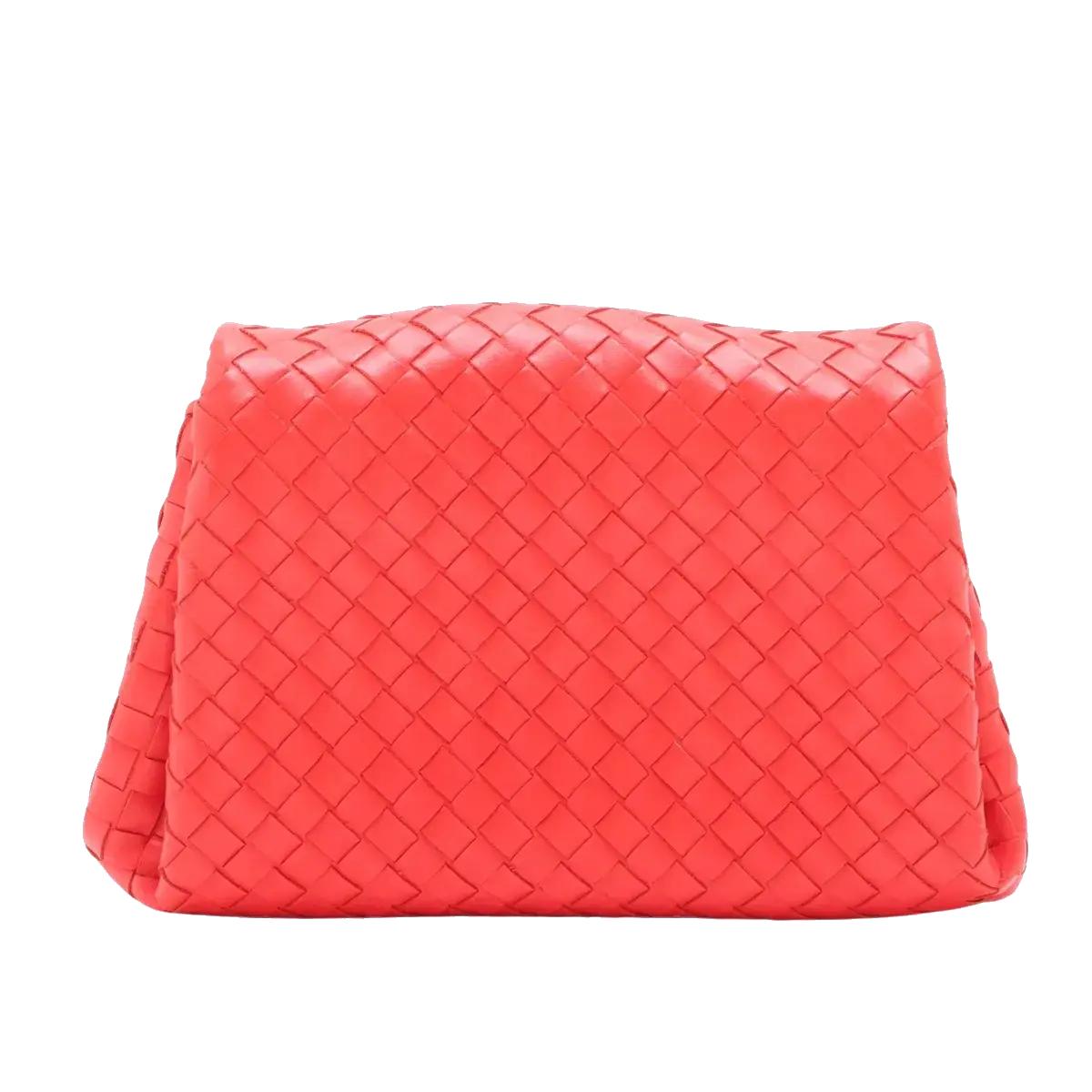 Pre-Loved Intrecciato Clutch Clutch Intrecciato Leather with Silver Hardware, Coral Red