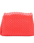 Pre-Loved Intrecciato Clutch Clutch Intrecciato Leather with Silver Hardware, Coral Red