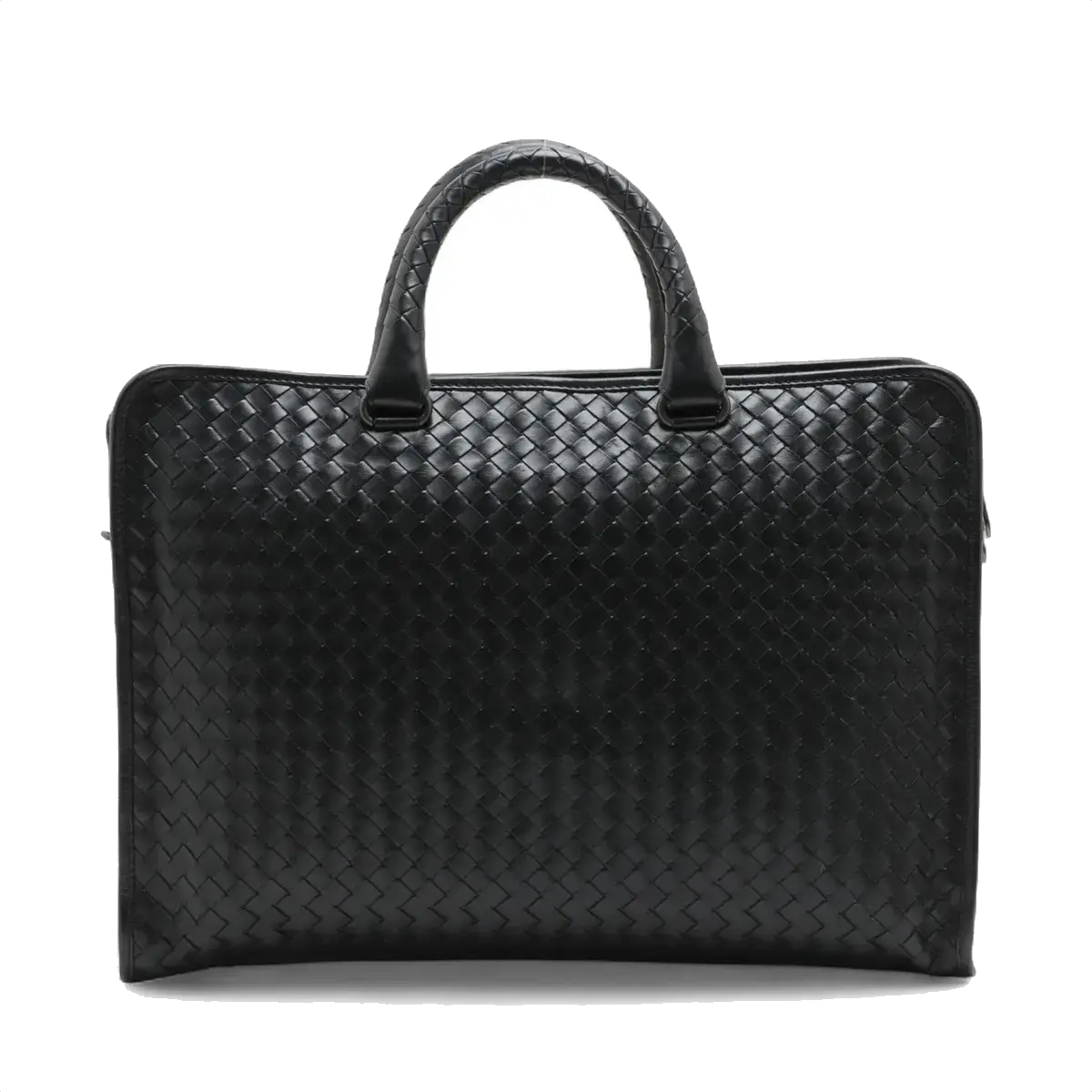 Pre-Loved Intrecciato Business Bag Briefcase Intrecciato Leather with Gunmetal Hardware, Black