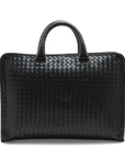 Pre-Loved Intrecciato Business Bag Briefcase Intrecciato Leather with Gunmetal Hardware, Black