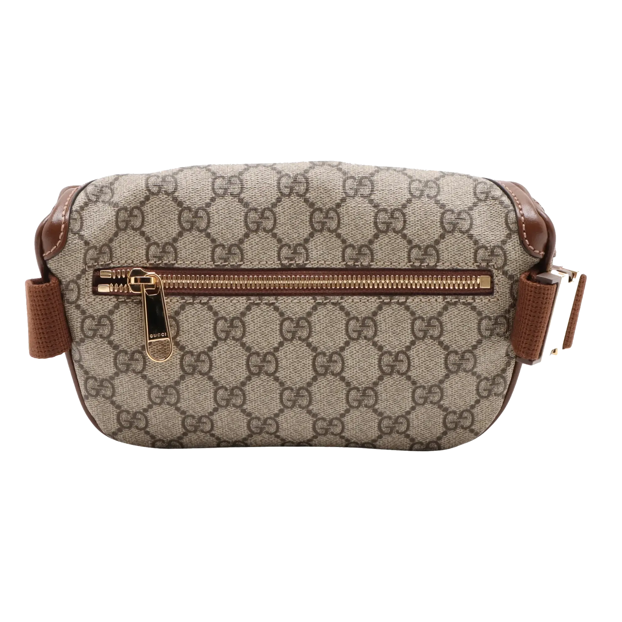 Pre-Loved GG Supreme Belt Bag Monogram Coated Canvas with Gold Hardware, Beige and Ebony