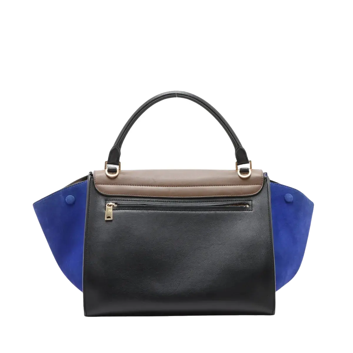 Pre-Loved Trapeze Handbag Leather Medium with Gold Hardware, Brown/Black/Blue