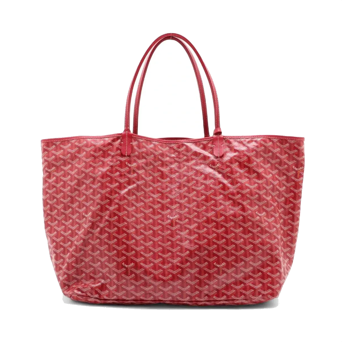 Pre-Loved Saint Louis Tote Goyardine Chevron Coated Canvas GM with Silver Hardware, Red