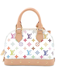 Pre-Loved Alma BB Handbag Monogram Coated Canvas BB with Gold Hardware, White Multicolore