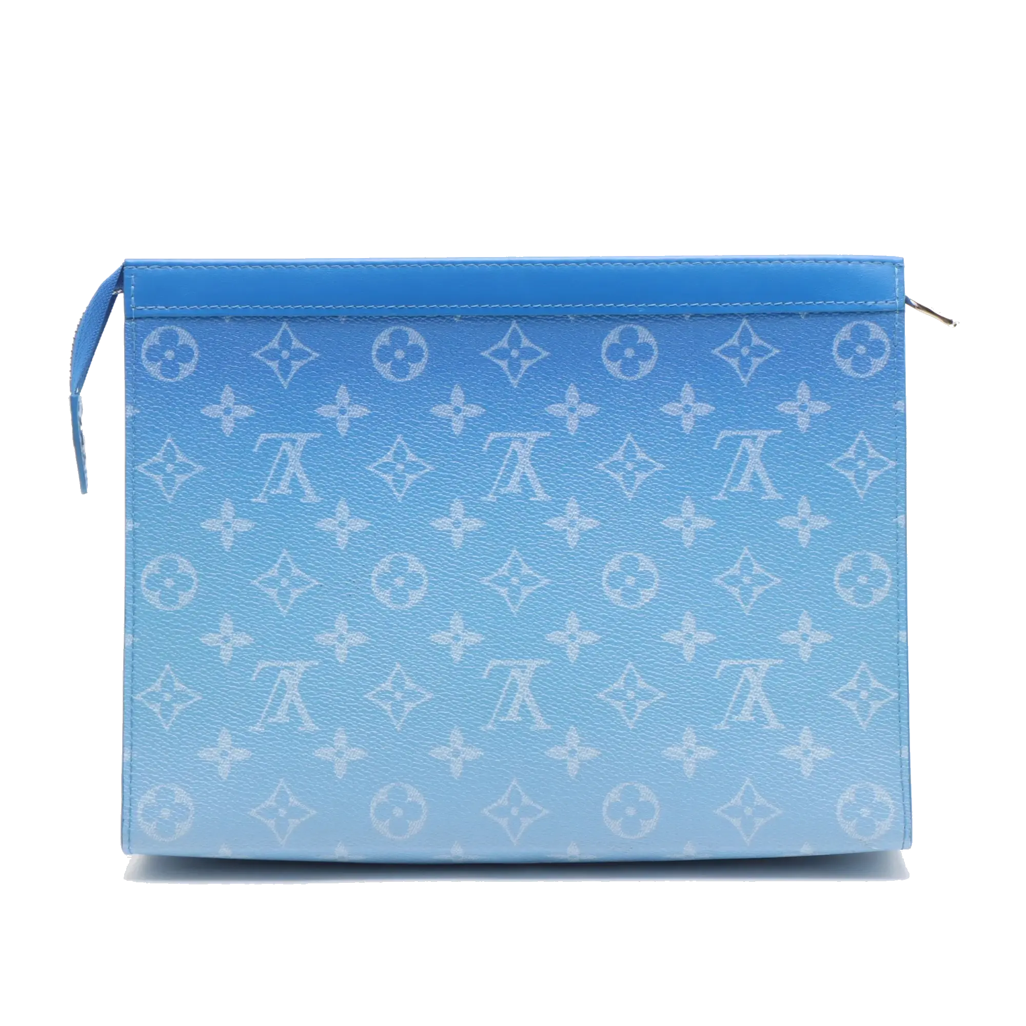 Pre-Loved Pochette Voyage Pochette Monogram Canvas Coated MM with Silver Hardware, Blue