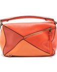 Pre-Loved Puzzle Handbag Colorblock Leather Medium with Gold Hardware, Orange