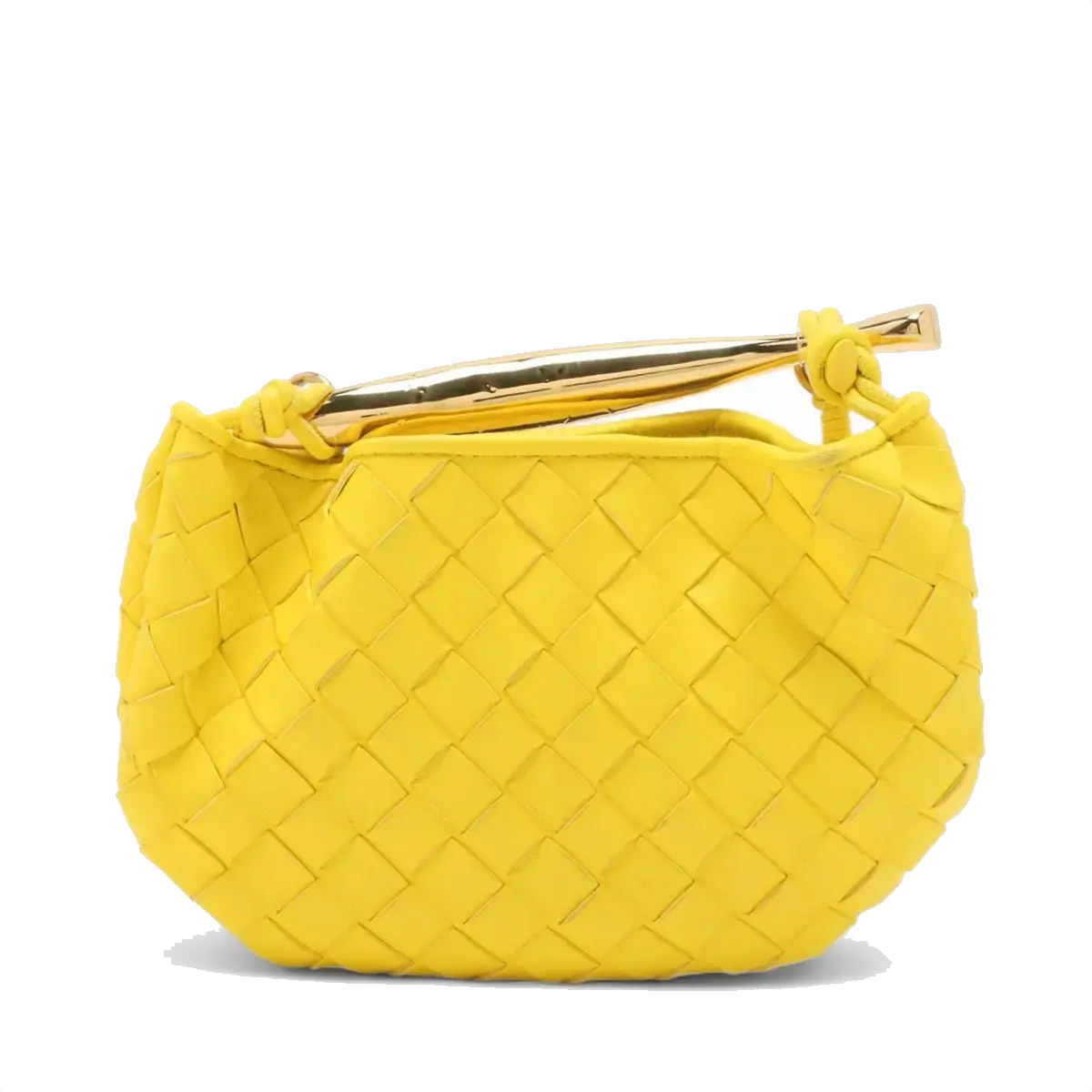 Pre-Loved Sardine Mini Shoulder Bag Intrecciato Leather Mini with Gold Hardware, Yellow