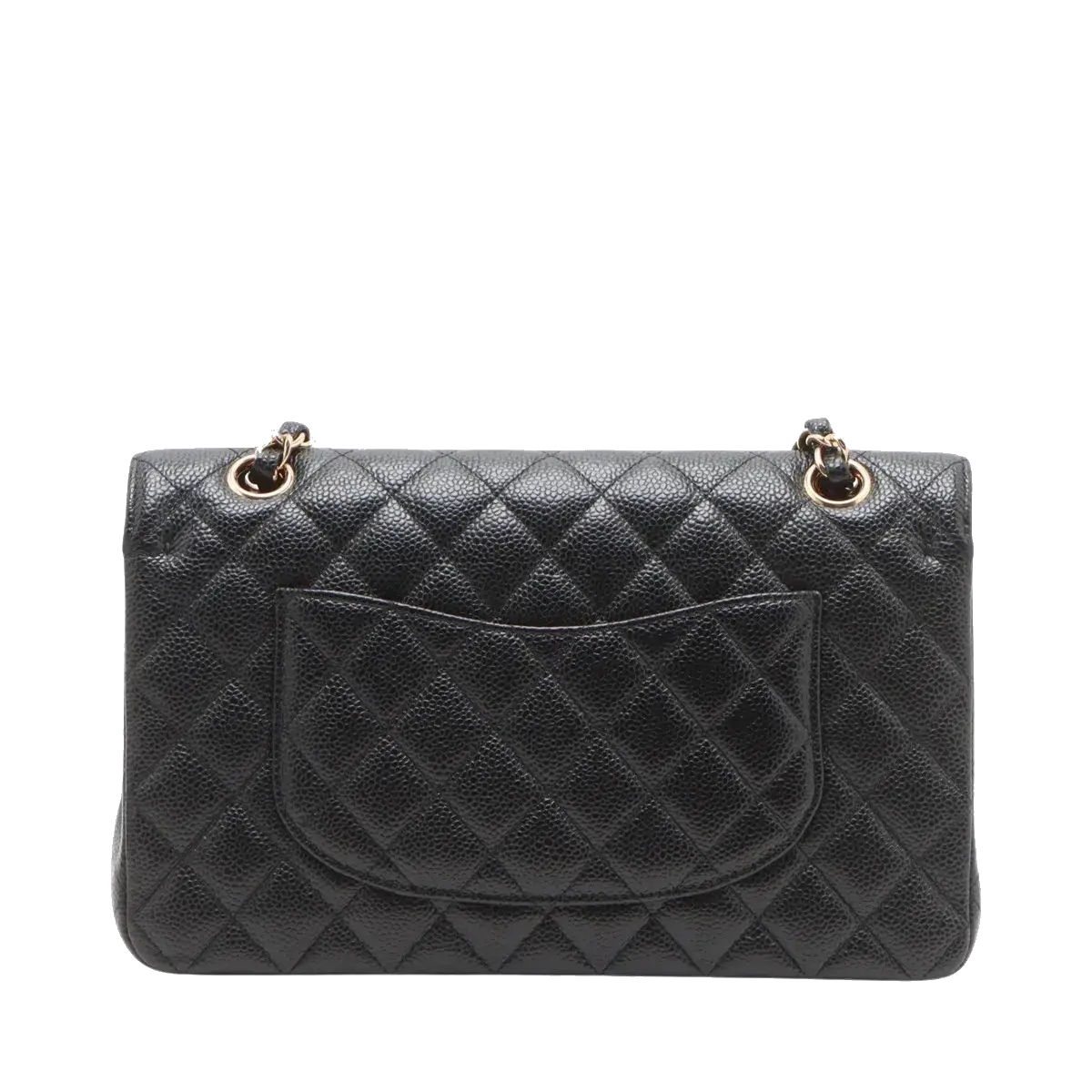 Pre-Loved Classic Double Flap Shoulder Bag Quilted Leather Medium with Gold Hardware, Black