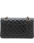 Pre-Loved Classic Double Flap Shoulder Bag Quilted Leather Medium with Gold Hardware, Black