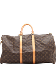 Pre-Loved Keepall Bandoulière Travel Bag Monogram Coated Canvas 55 with Gold Hardware, Brown