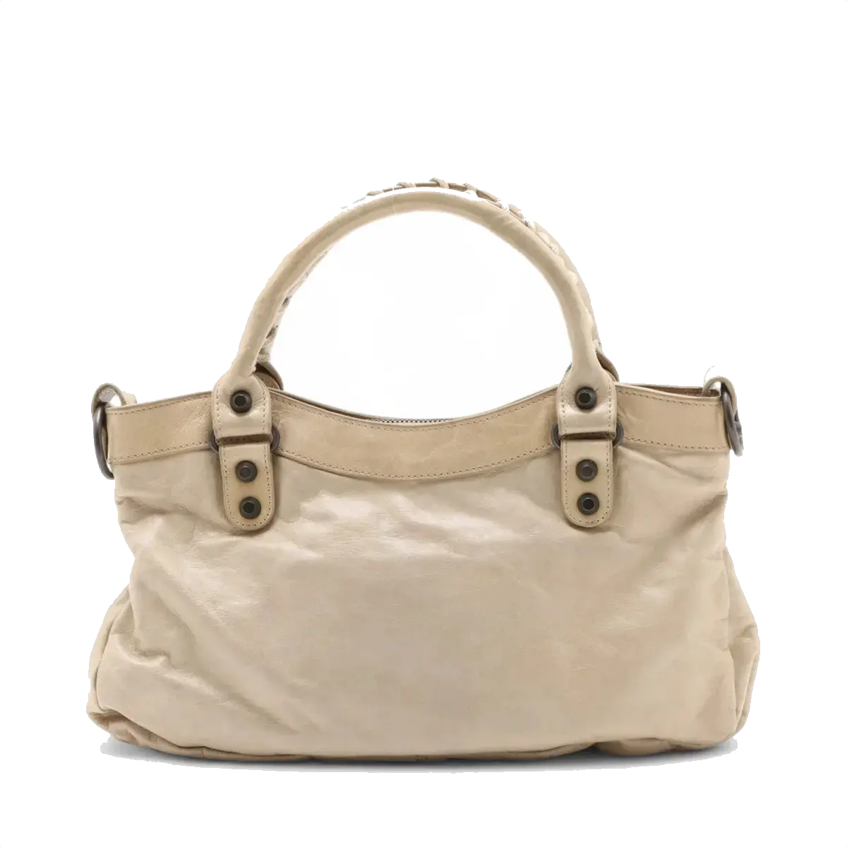Pre-Loved First Handbag Leather Small with Aged Black Hardware, Beige