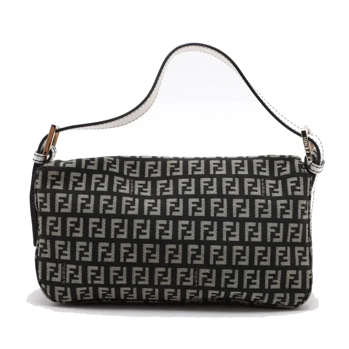 Pre-Loved Mamma Baguette Shoulder Bag Zucchino Coated Canvas with Gold Hardware, Black and Grey