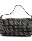Pre-Loved Mamma Baguette Shoulder Bag Zucchino Coated Canvas with Gold Hardware, Black and Grey