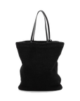 Pre-Loved Shopping Tote Shearling with Silver Hardware, Black