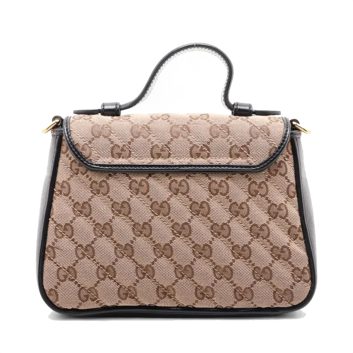 Pre-Loved GG Marmont Handbag Monogram Canvas Mini with Gold Hardware, Beige/Brown