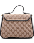 Pre-Loved GG Marmont Handbag Monogram Canvas Mini with Gold Hardware, Beige/Brown