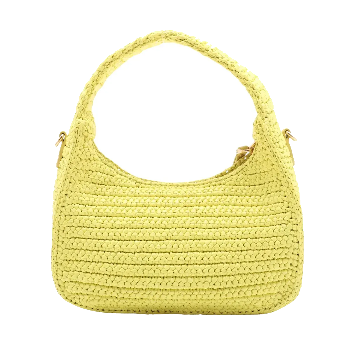Pre-Loved Wander Hobo Shoulder Bag Raffia Mini with Gold Hardware, Yellow