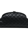 Pre-Loved Timeless Clutch Quilted Leather with Silver Hardware, Black