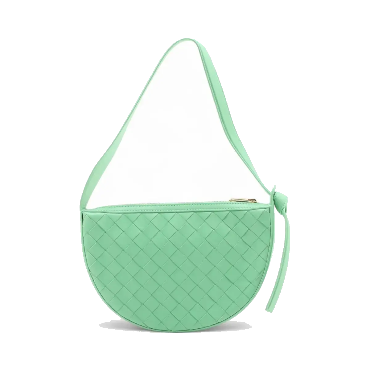 Pre-Loved Sunrise Shoulder Bag Intrecciato Leather Small with Gold Hardware, Mint Green