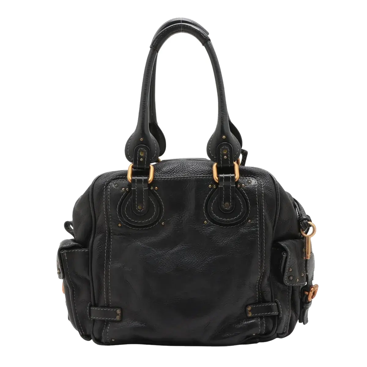 Pre-Loved Paddington Handbag Leather with Aged Gold Hardware, Black