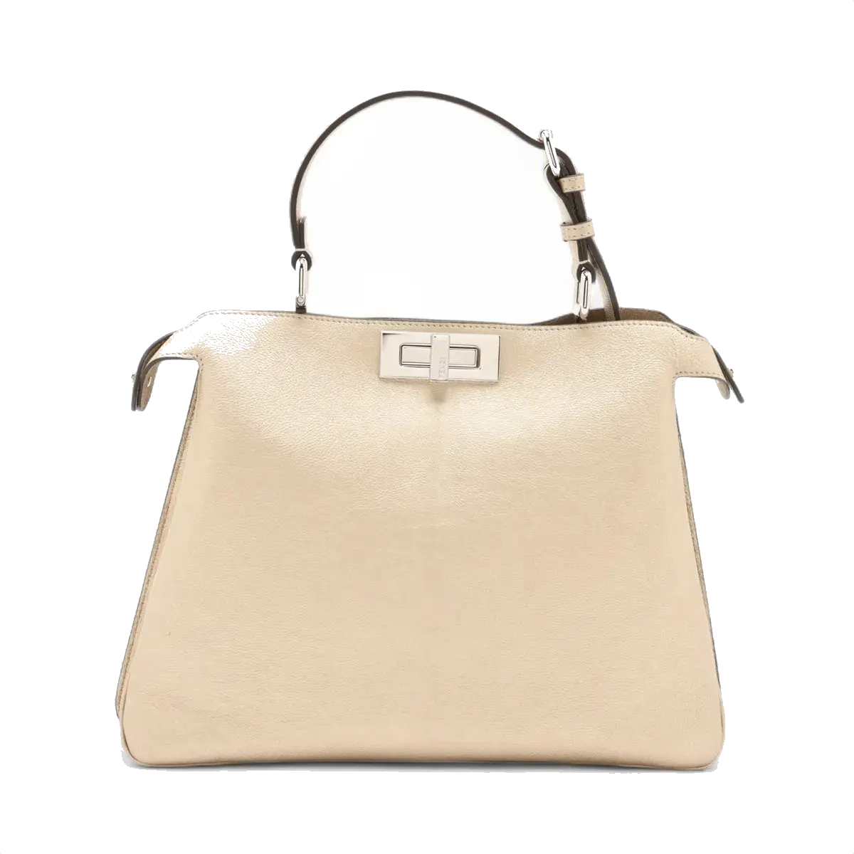 Pre-Loved Peekaboo Handbag Leather with Silver Hardware, Metallic Gold