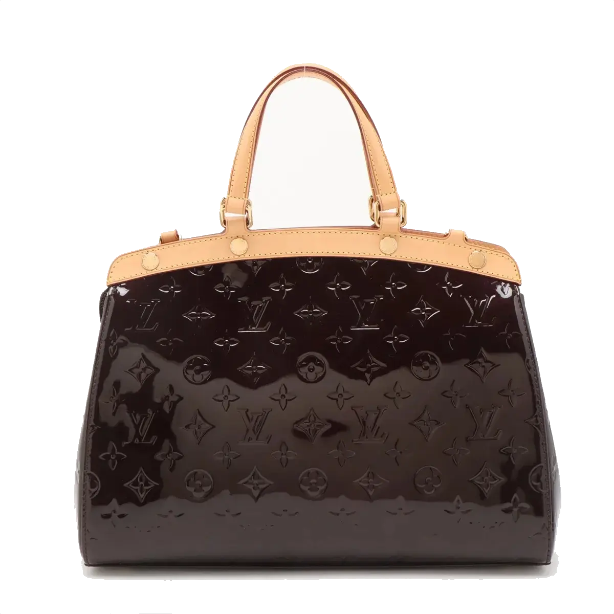 Pre-Loved Brea Handbag Monogram Patent Leather MM with Gold Hardware, Amarante