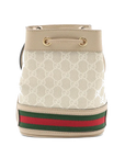 Pre-Loved Ophidia Bucket Bag GG Supreme Coated Canvas Mini with Gold Hardware, Beige / White
