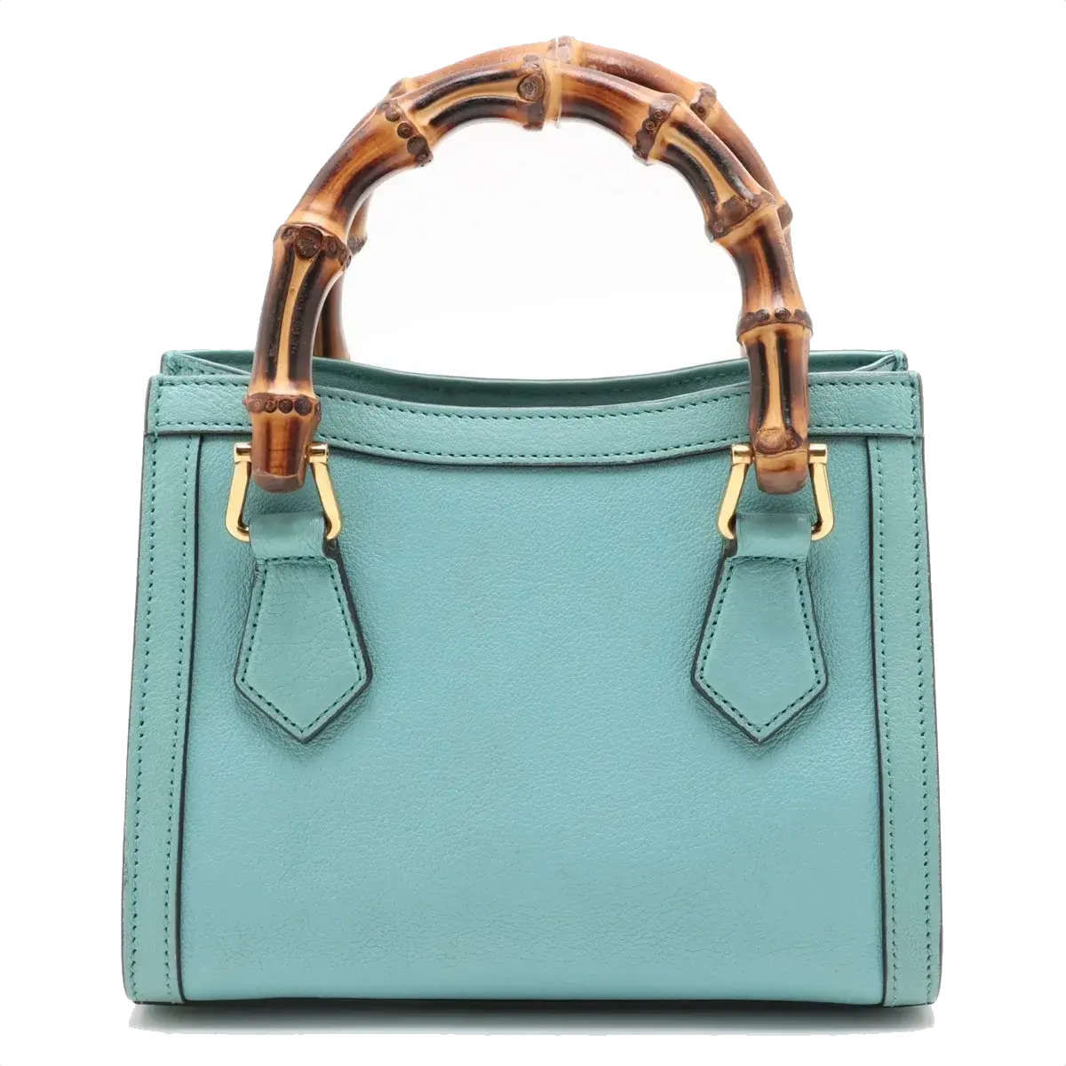 Pre-Loved Diana Bamboo Tote Leather Mini with Gold Hardware, Light Blue