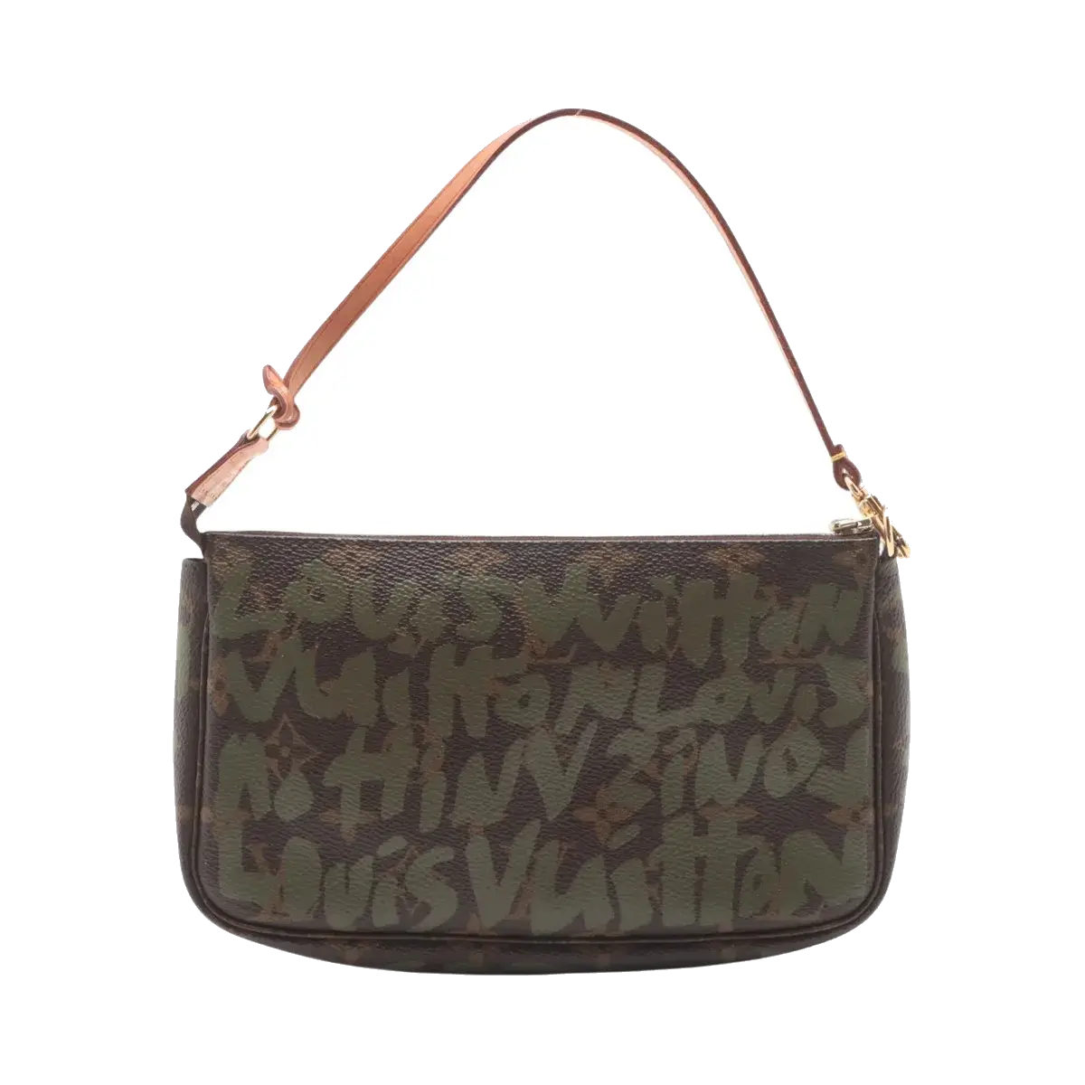 Pre-Loved Pochette Accessoires Graffiti Pochette Monogram Graffiti Coated Canvas with Gold Hardware, Brown with Khaki Green Graffiti