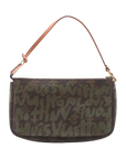 Pre-Loved Pochette Accessoires Graffiti Pochette Monogram Graffiti Coated Canvas with Gold Hardware, Brown with Khaki Green Graffiti