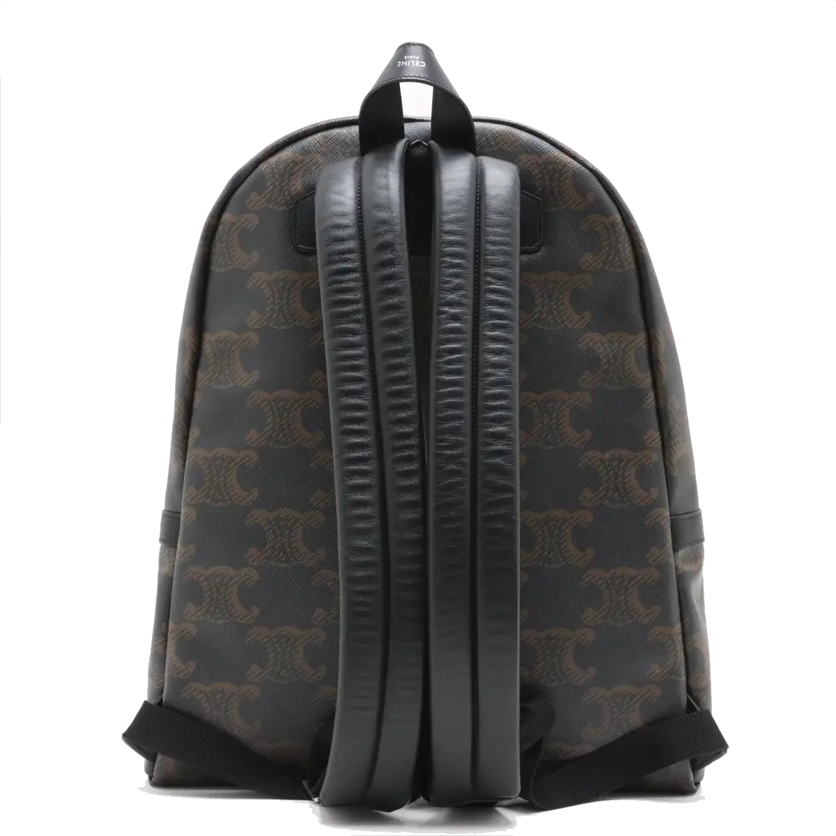 Pre-Loved Triomphe Backpack Triomphe Coated Canvas with Silver Hardware, Black and Brown