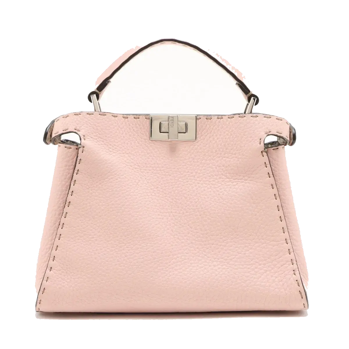 Pre-Loved Peekaboo Selleria Handbag Leather Mini with Silver Hardware, Pink