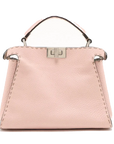 Pre-Loved Peekaboo Selleria Handbag Leather Mini with Silver Hardware, Pink