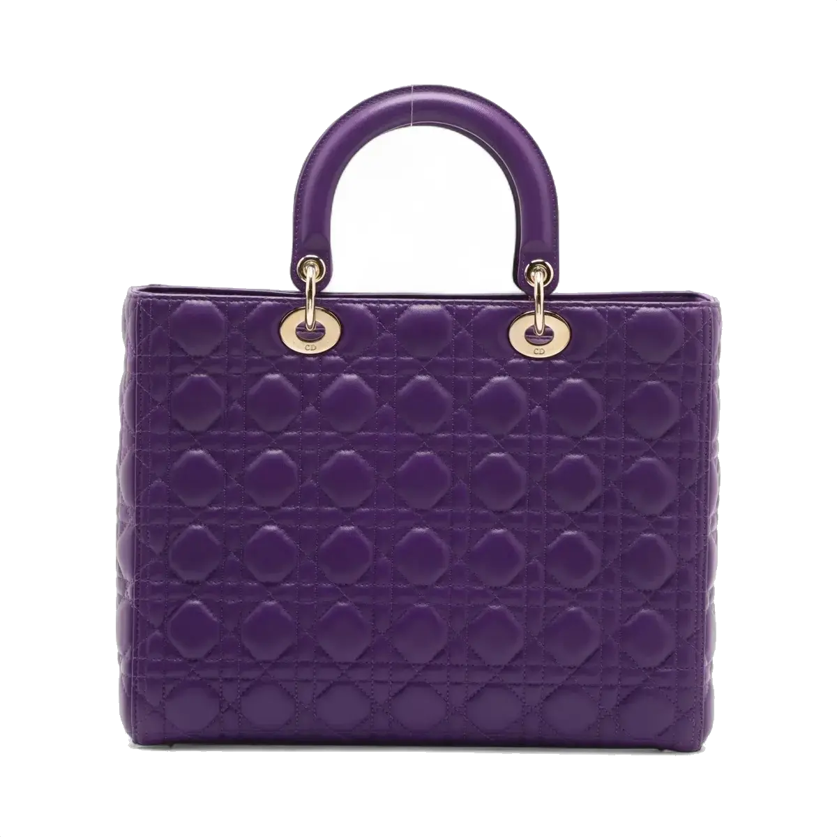 Pre-Loved Lady Dior Handbag Cannage Leather Large with Gold Hardware, Purple