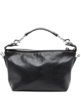 Pre-Loved Shoulder Bag Black Leather with Silver Hardware, Black