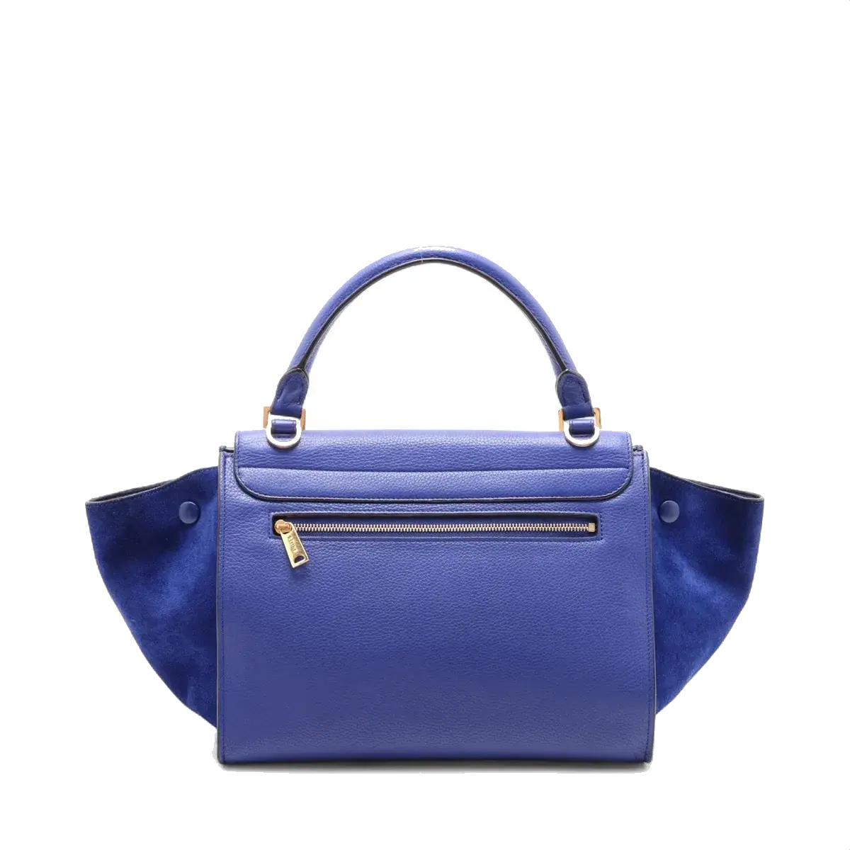 Pre-Loved Trapeze Handbag Leather Medium with Gold Hardware, Blue