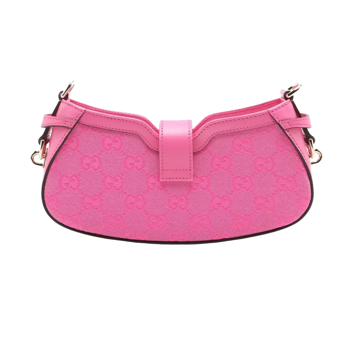 Pre-Loved Moon Side GG Mini Shoulder Bag Monogram Coated Canvas Mini with Gold Hardware, Pink