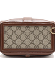 Pre-Loved GG Supreme Crossbody Bag Monogram Coated Canvas Mini with Gold Hardware, Beige/Brown
