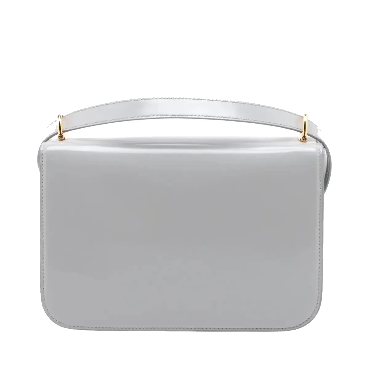 Pre-Loved Stirrup Flap Bag Shoulder Bag Leather Small with Gold Hardware, Light Gray