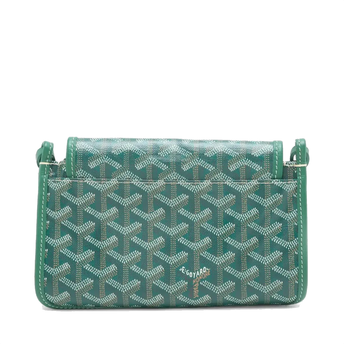 Pre-Loved Plumet Crossbody Bag Goyardine Chevron Coated Canvas with Silver Hardware, Green