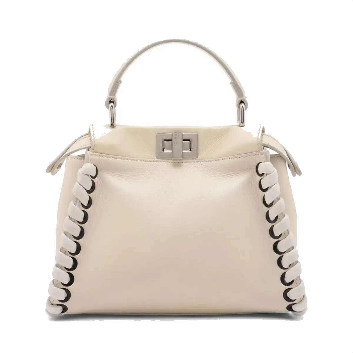 Pre-Loved Peekaboo Handbag Leather Mini with Silver Hardware, Ivory