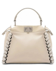Pre-Loved Peekaboo Handbag Leather Mini with Silver Hardware, Ivory