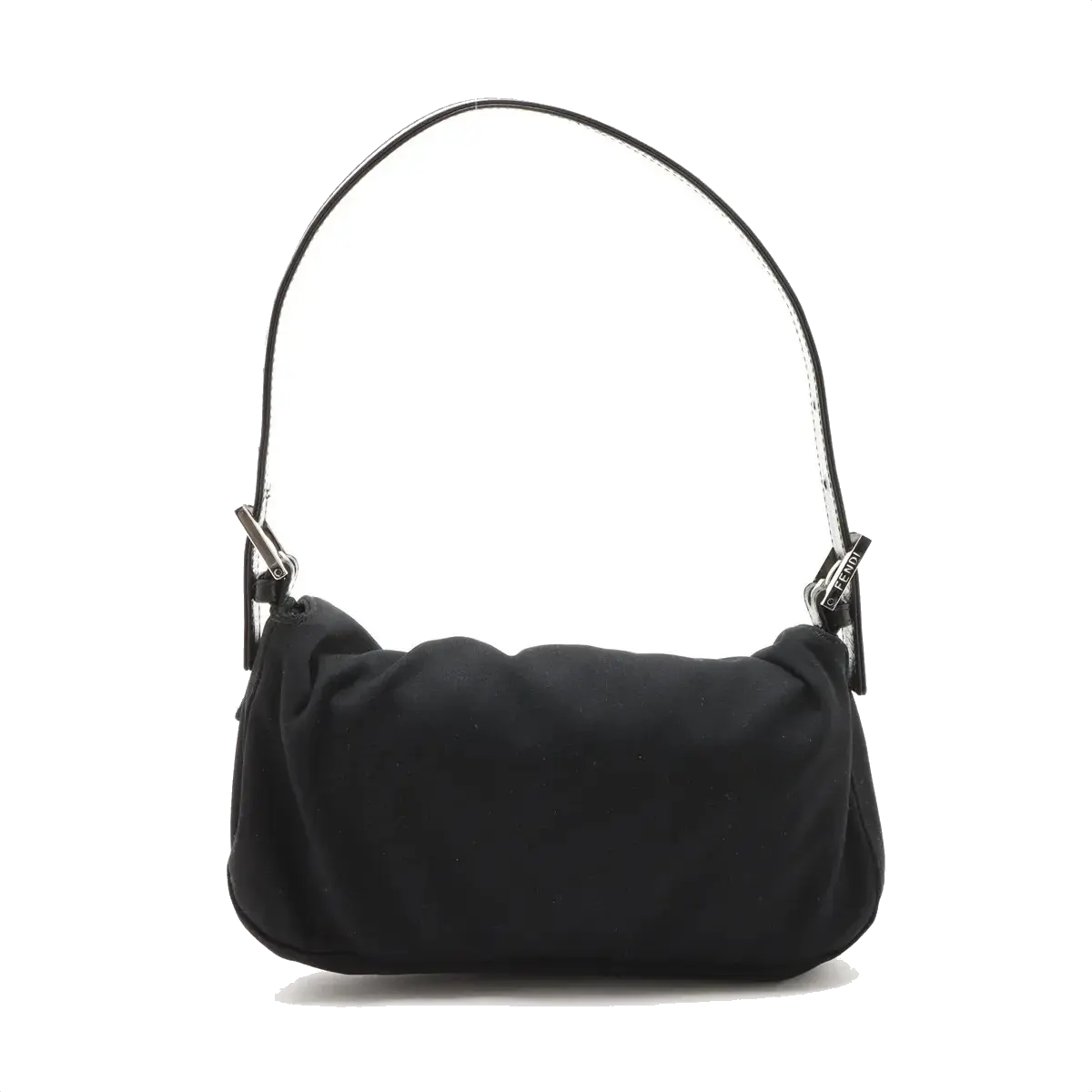 Pre-Loved Mamma Baguette Shoulder Bag Plain Canvas with Silver Hardware, Black