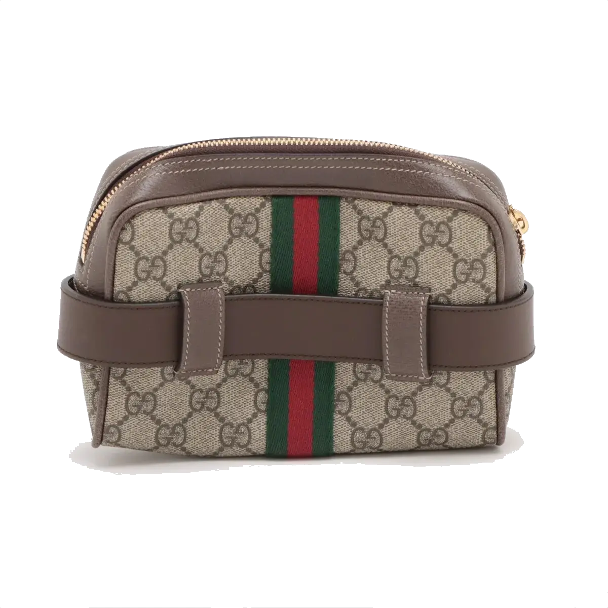 Pre-Loved Ophidia Belt Bag Monogram Coated Canvas Small with Gold Hardware, Beige Ebony