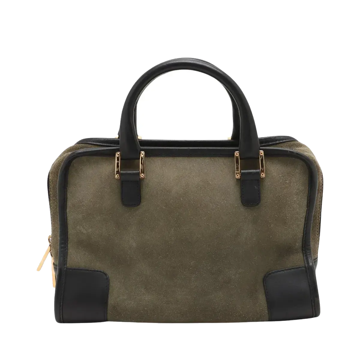 Pre-Loved Amazona Handbag Suede 28 with Gold Hardware, Olive Green