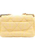Pre-Loved Chanel 19 Shoulder Bag Quilted Tweed Small with Mixed Hardware, Yellow