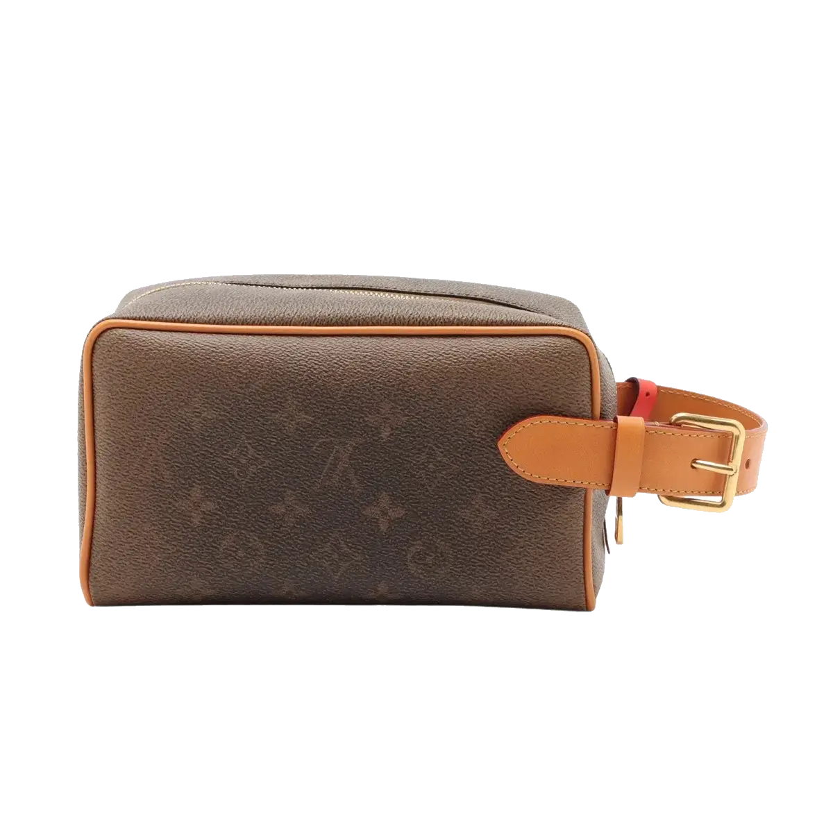 Pre-Loved Dopp Kit Pochette Monogram Coated Canvas with Gold Hardware, Brown