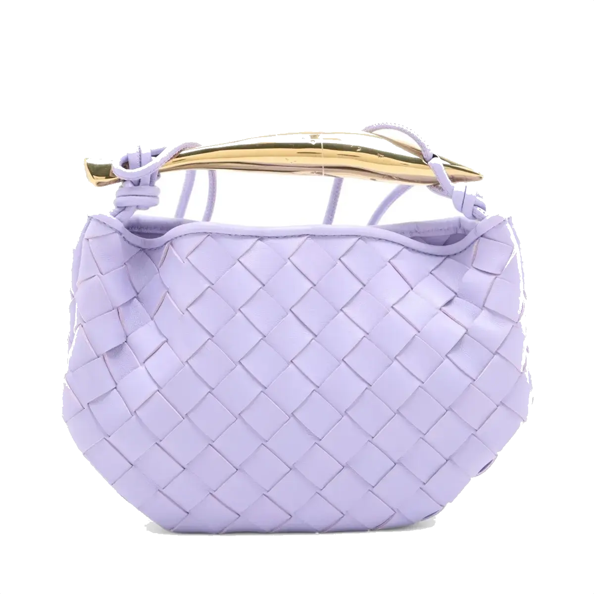 Pre-Loved Sardine Crossbody Bag Intrecciato Leather Mini with Gold Hardware, Lilac