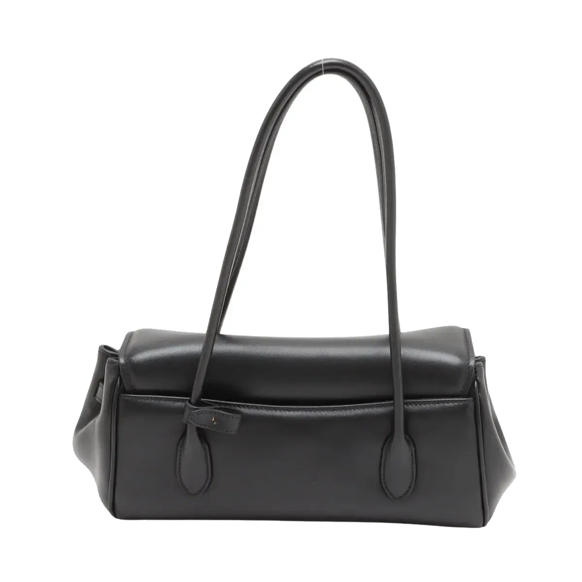 Pre-Loved Nappa Leather Shoulder Bag Leather with Gold Hardware, Black