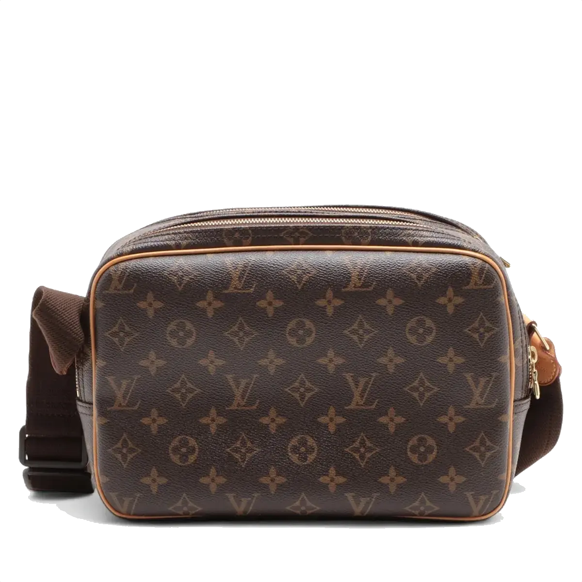 Pre-Loved Reporter PM Crossbody Bag Monogram Coated Canvas PM with Gold Hardware, Brown